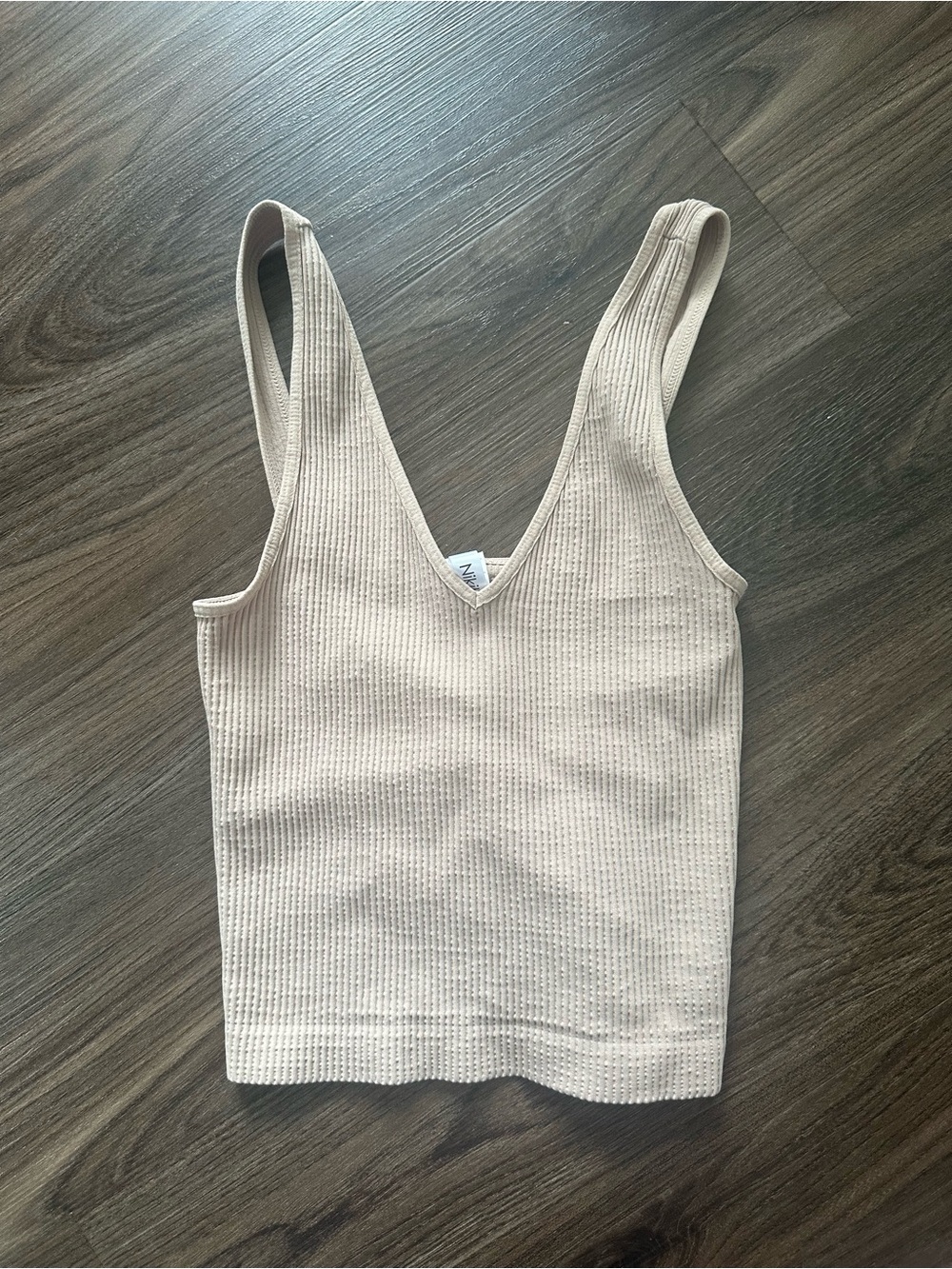Nikibiki Women’s Ribbed V-Neck Tank Top in Beige - One Size